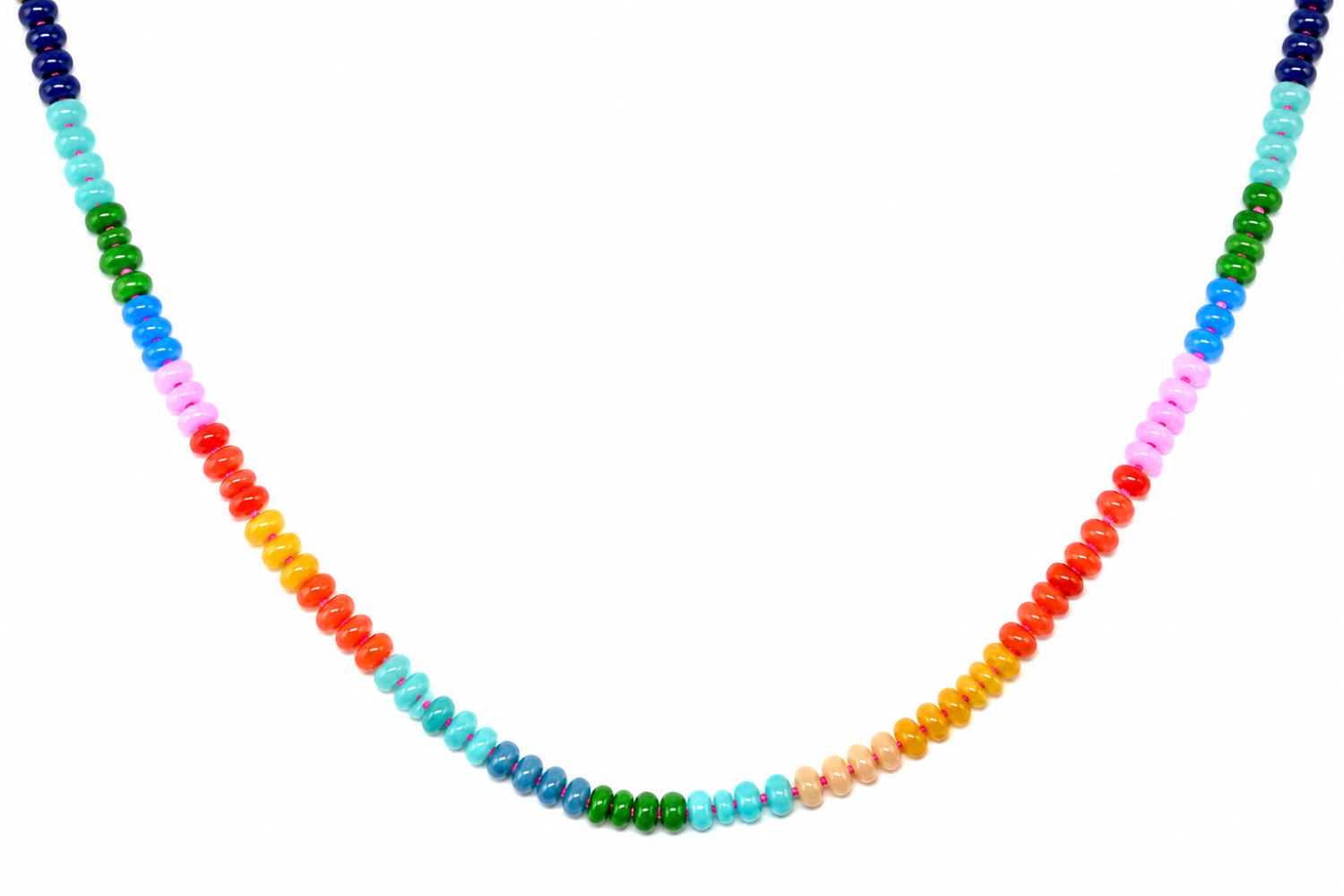 Malika Gold Tropical Gemstone Bead Necklace featuring colourful jade and lapis gemstone beads with a waterproof 14k gold PVD stainless steel clasp.