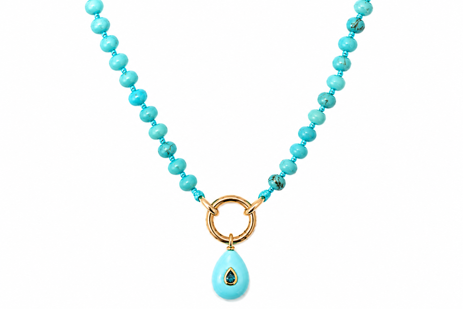 Amala Turquoise Howlite Gold Charm Carrier Necklace