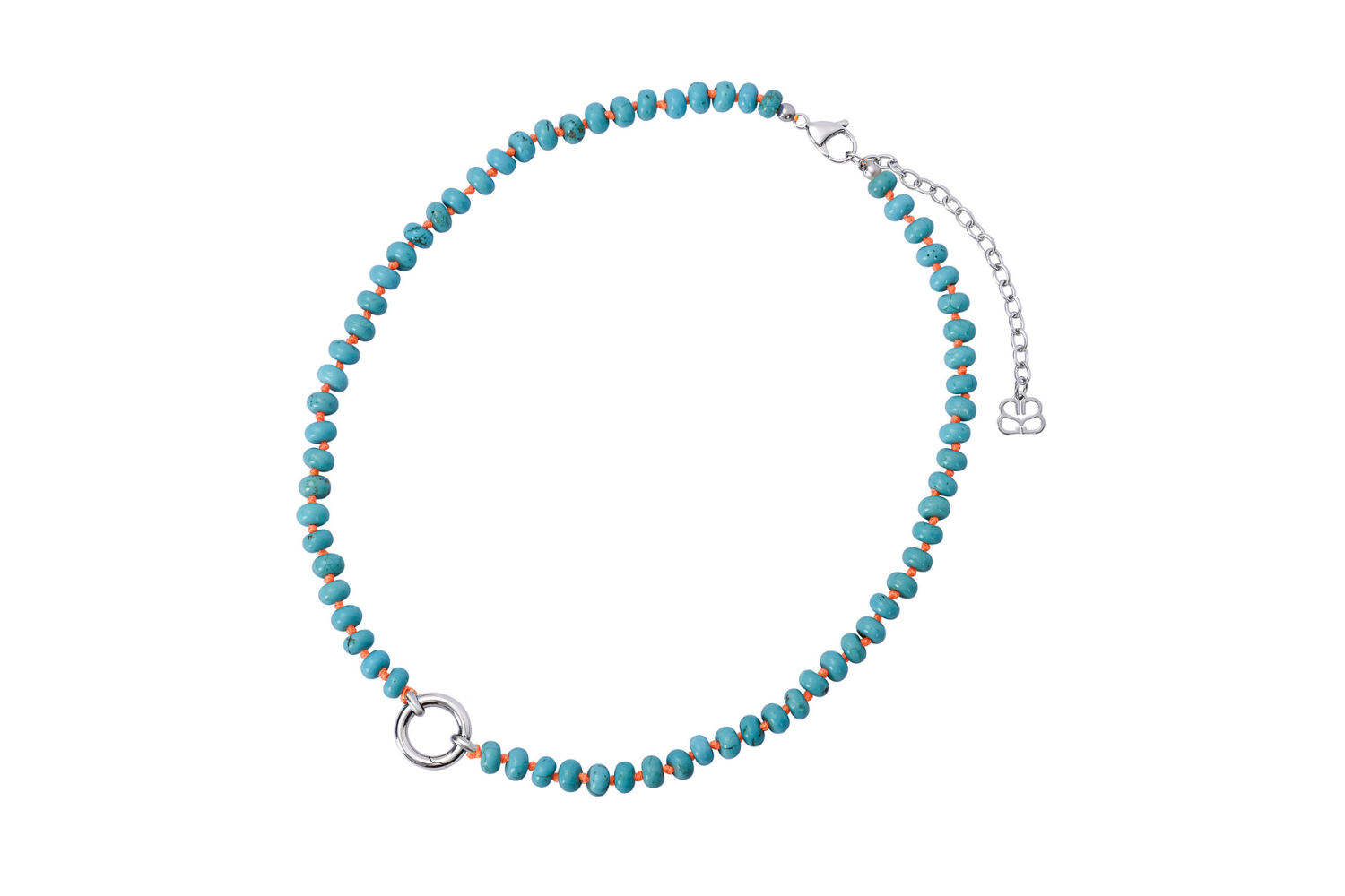 Amala Orange & Turquoise Silver Charm Carrier Necklace
