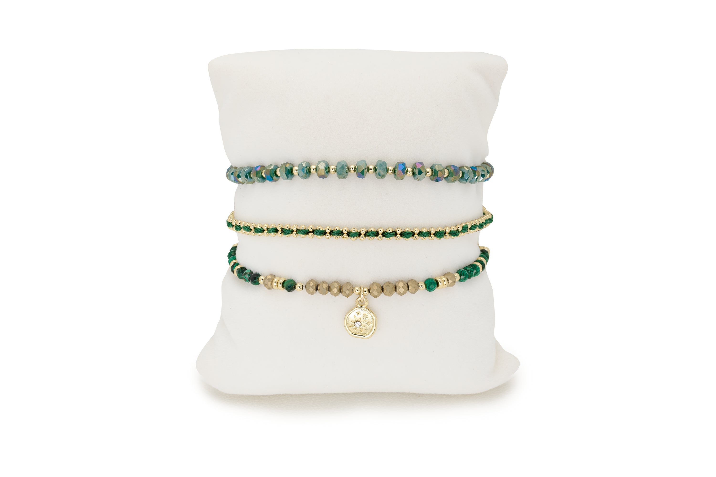 Gladiolus 3 Layer Gemstone Bracelet Stack