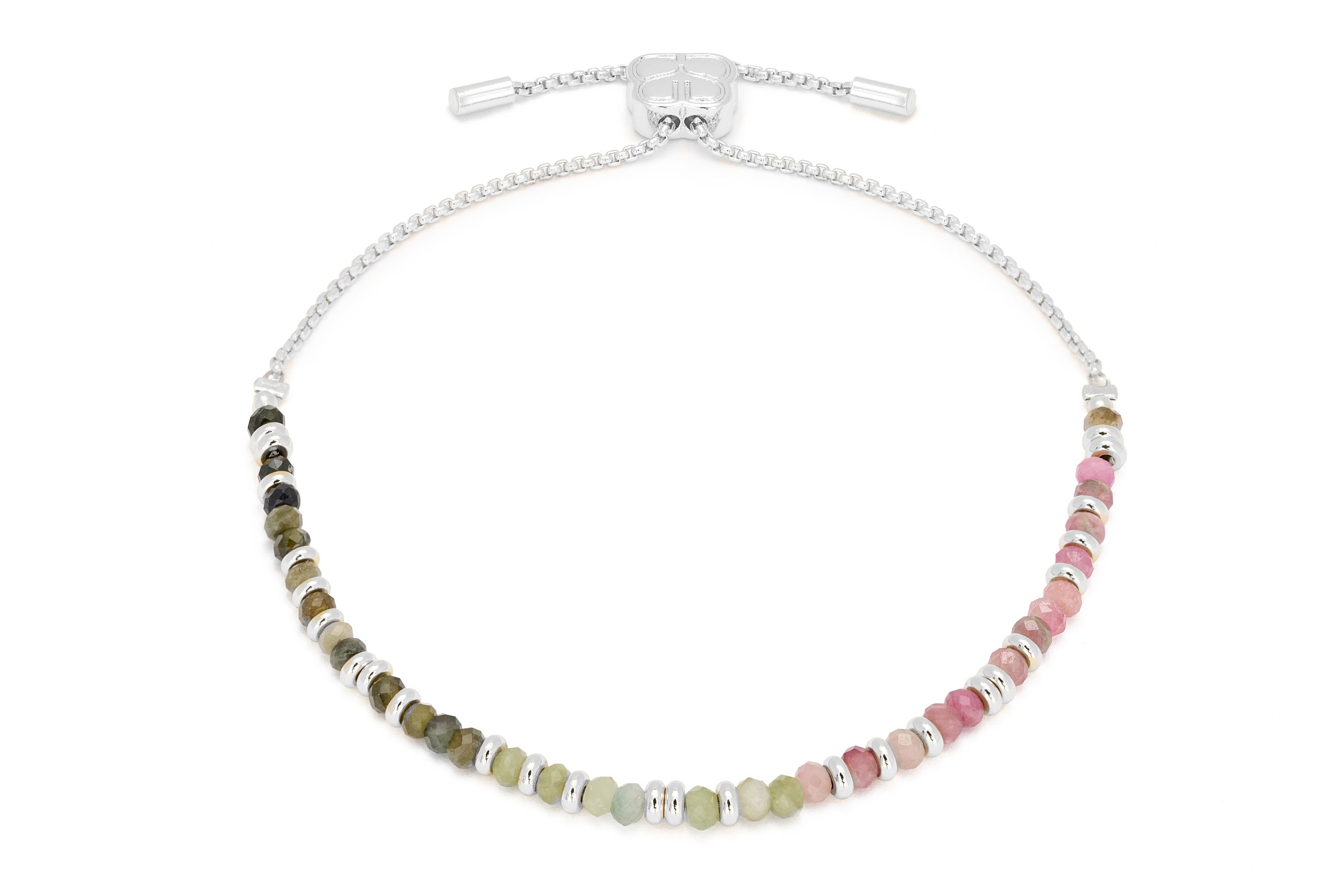Mystical Tourmaline Silver Gemstone Bracelet