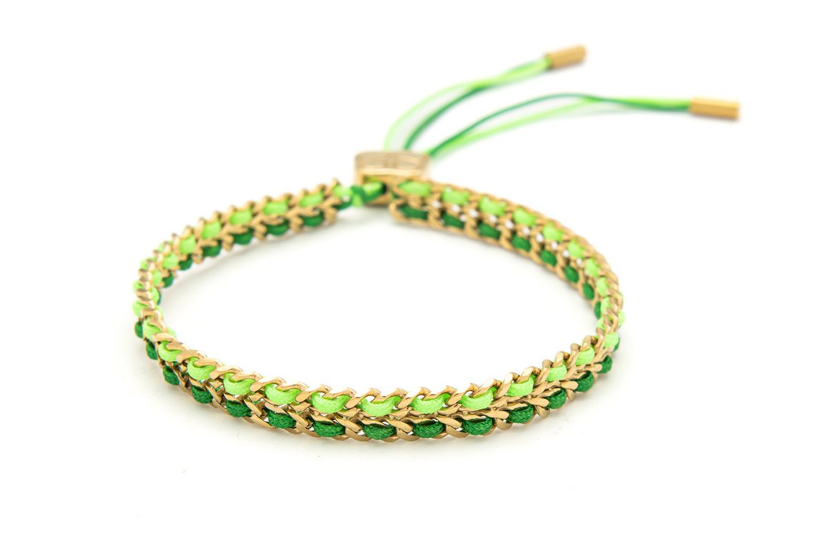 Cari Green Braided Waterproof Gold Bracelet