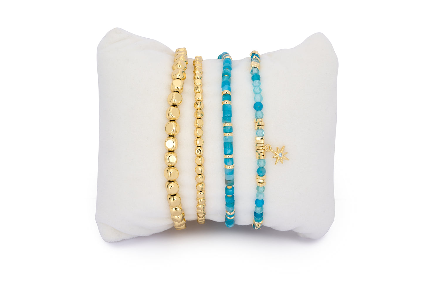 Exumas Apatite & Blue Topaz Gold Bracelet Stack