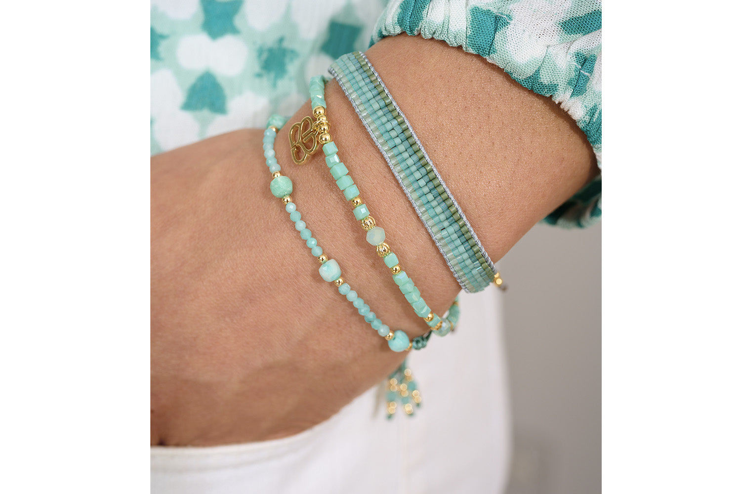 Faye Turquoise Gold Bracelet for summer brights - your Boho Betty stack of dreams starts here.