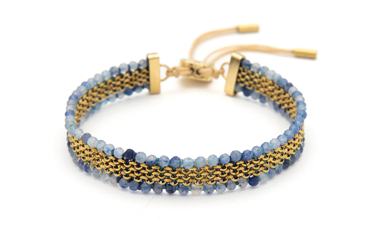 Freya Blue Aventurine Gold Bracelet SS