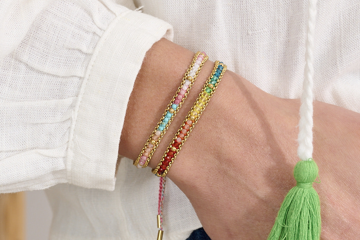 Pair The Helanine Rainbow Gold with The Candy Helaine Gold for pops of colour this Spring.