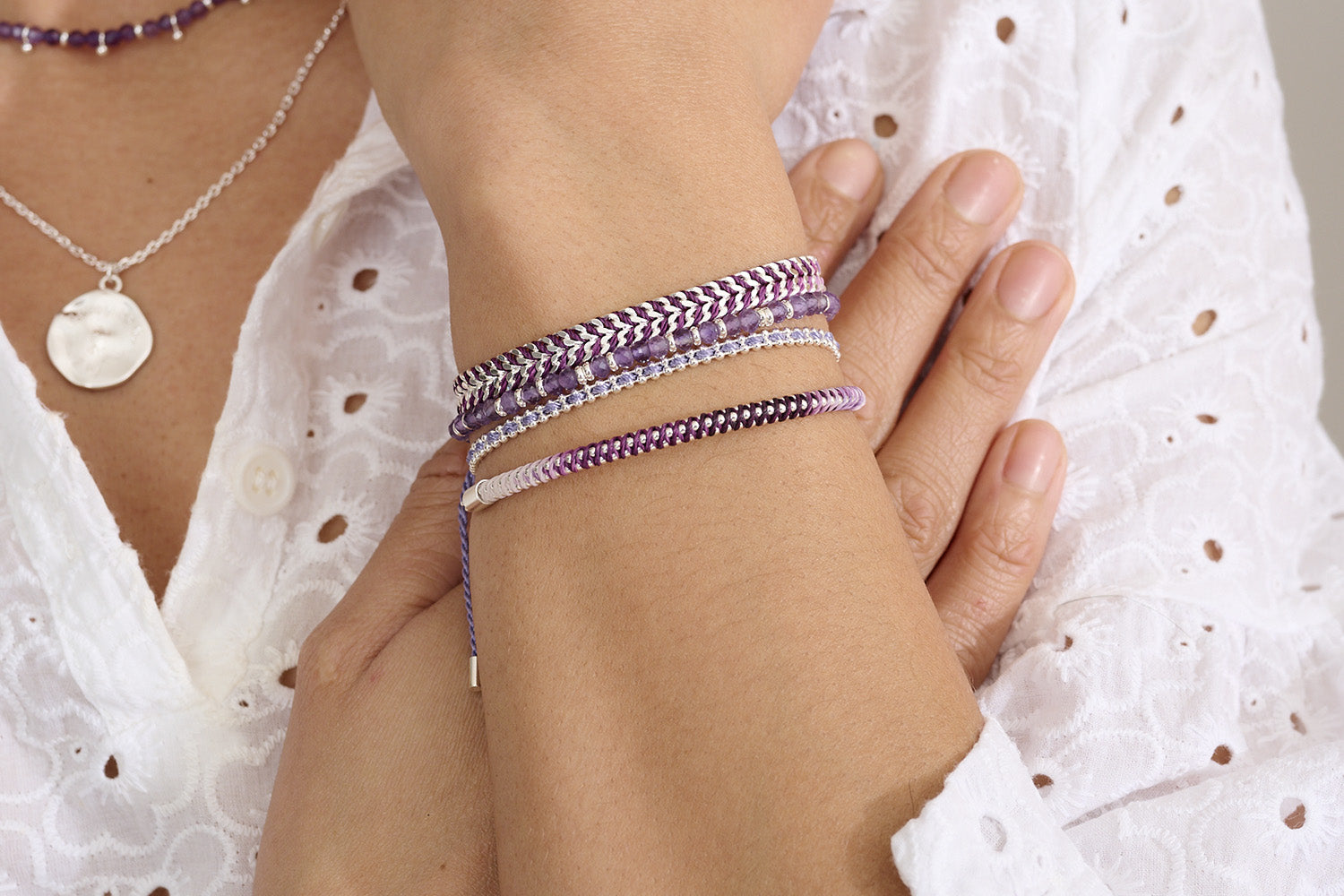 Stunning Sterling Silver accents to complete your purple and Amethyst styling this season.