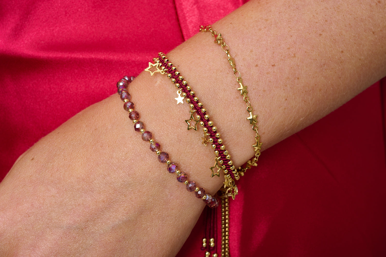Estelle Red & Gold Star Charm Bracelet