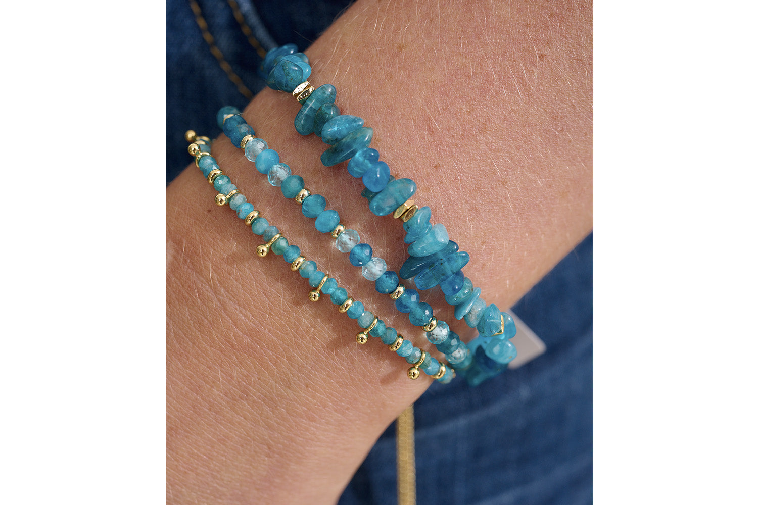 Stunning Apatite Bracelet stacks create wondrous ocean vibes!