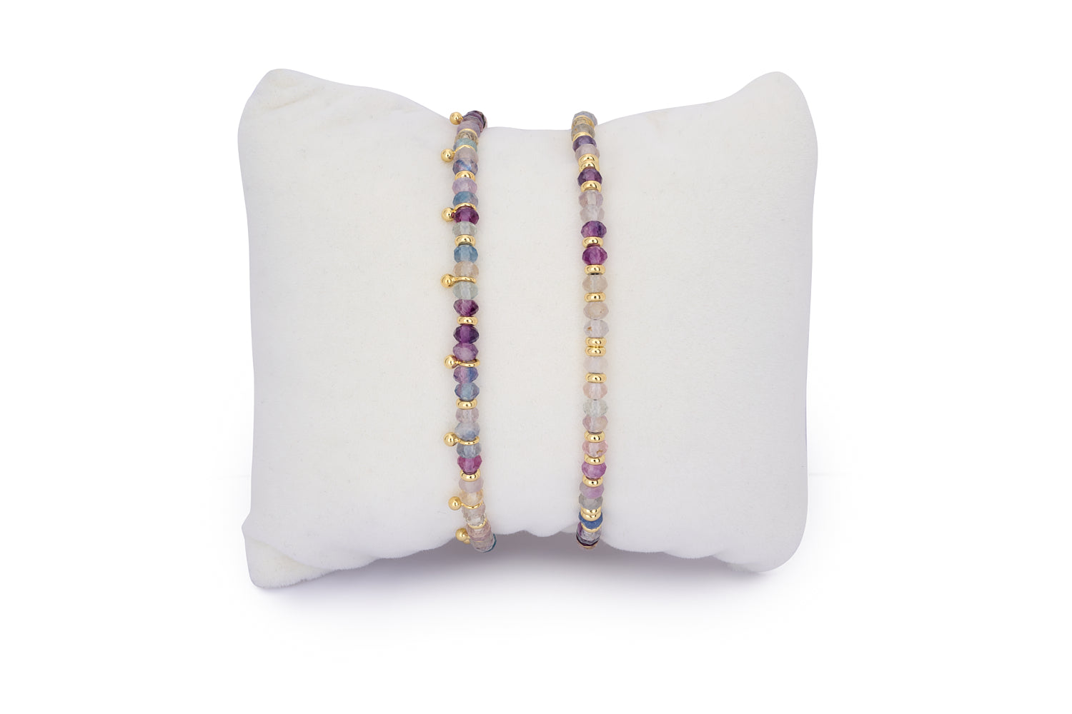Serenity Rainbow Fluorite Gold Stacking Bracelet