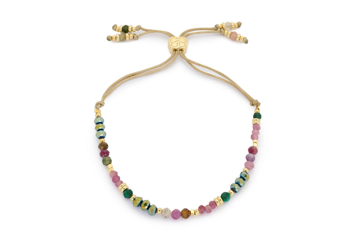Ardisia Tourmaline Gold Slider Bracelet - waterproof PVD