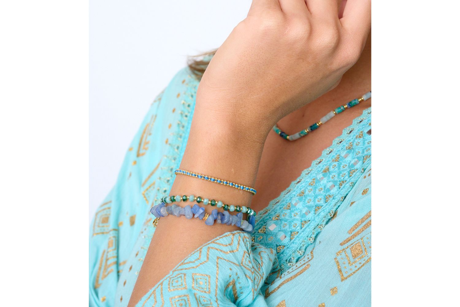 Sana Gold & Blue Aventurine Crystal Bracelet