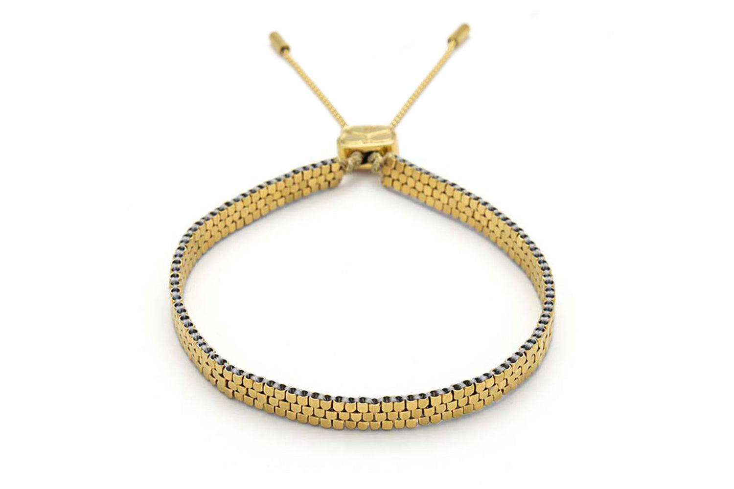 Daiko Gold Braided Bracelet with delicate gold-plated beading and an adjustable slider fastening for an effortless, stylish look.
