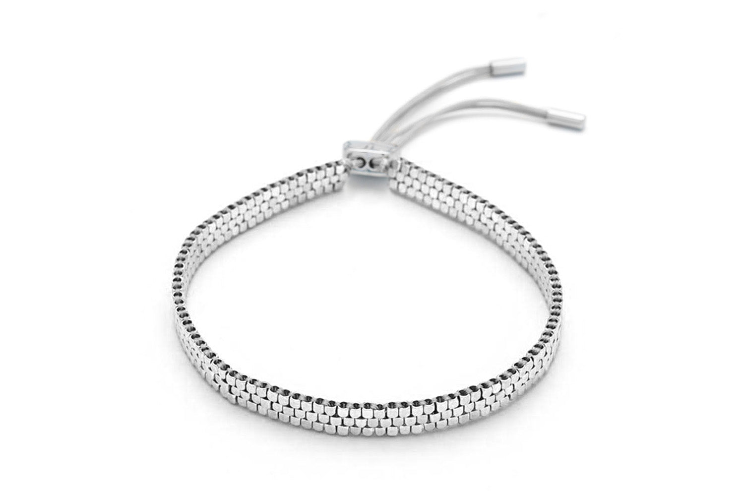 Daiko Silver Beaded Slider Bracelet crafted in stainless steel, featuring a contemporary beaded texture and adjustable slider fastening.