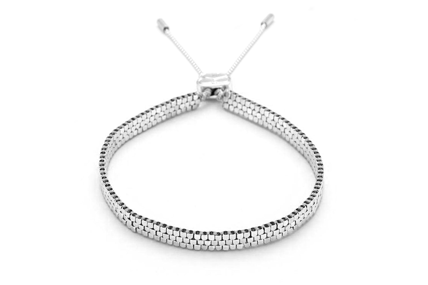Daiko Silver Beaded Slider Bracelet crafted in stainless steel, featuring a contemporary beaded texture and adjustable slider fastening.
