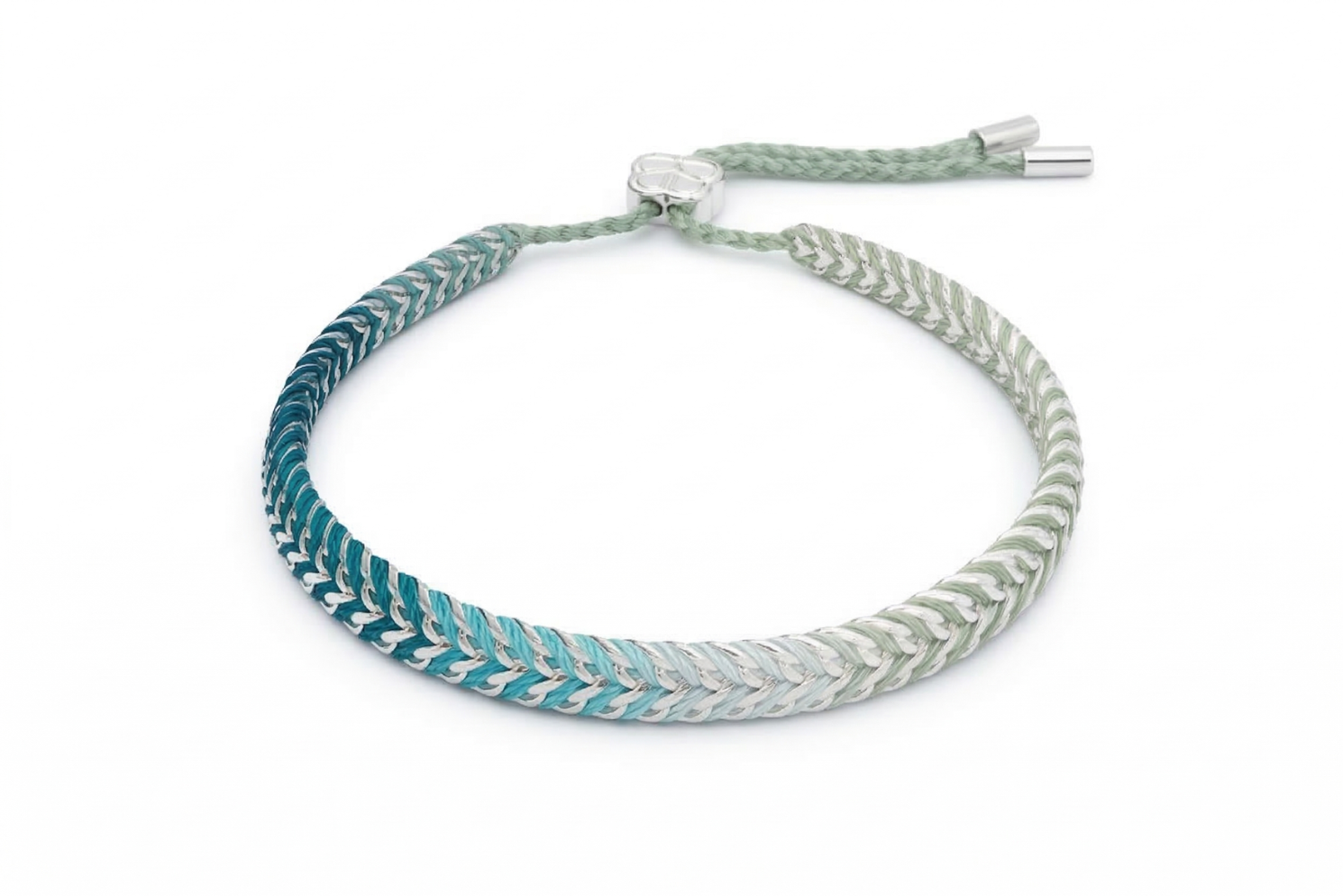 Iztac SKY Silver & Blue Ombre Braided Bracelet
