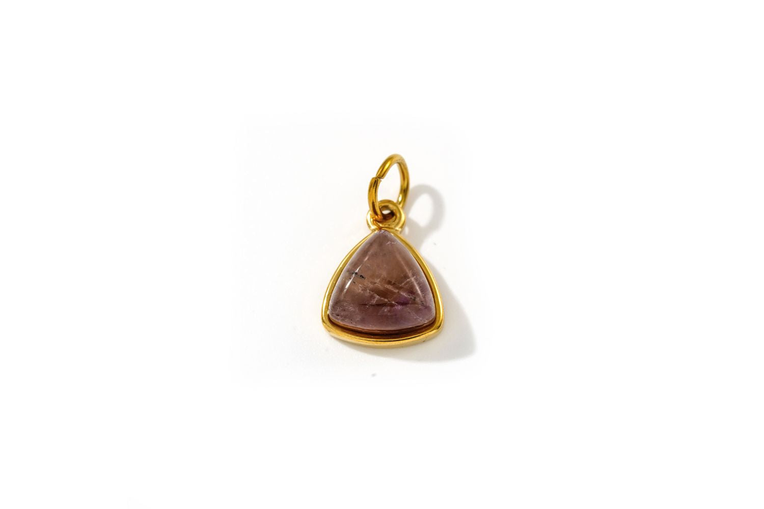 Kallisto amethyst triangle pendant charm in 14k gold PVD finish