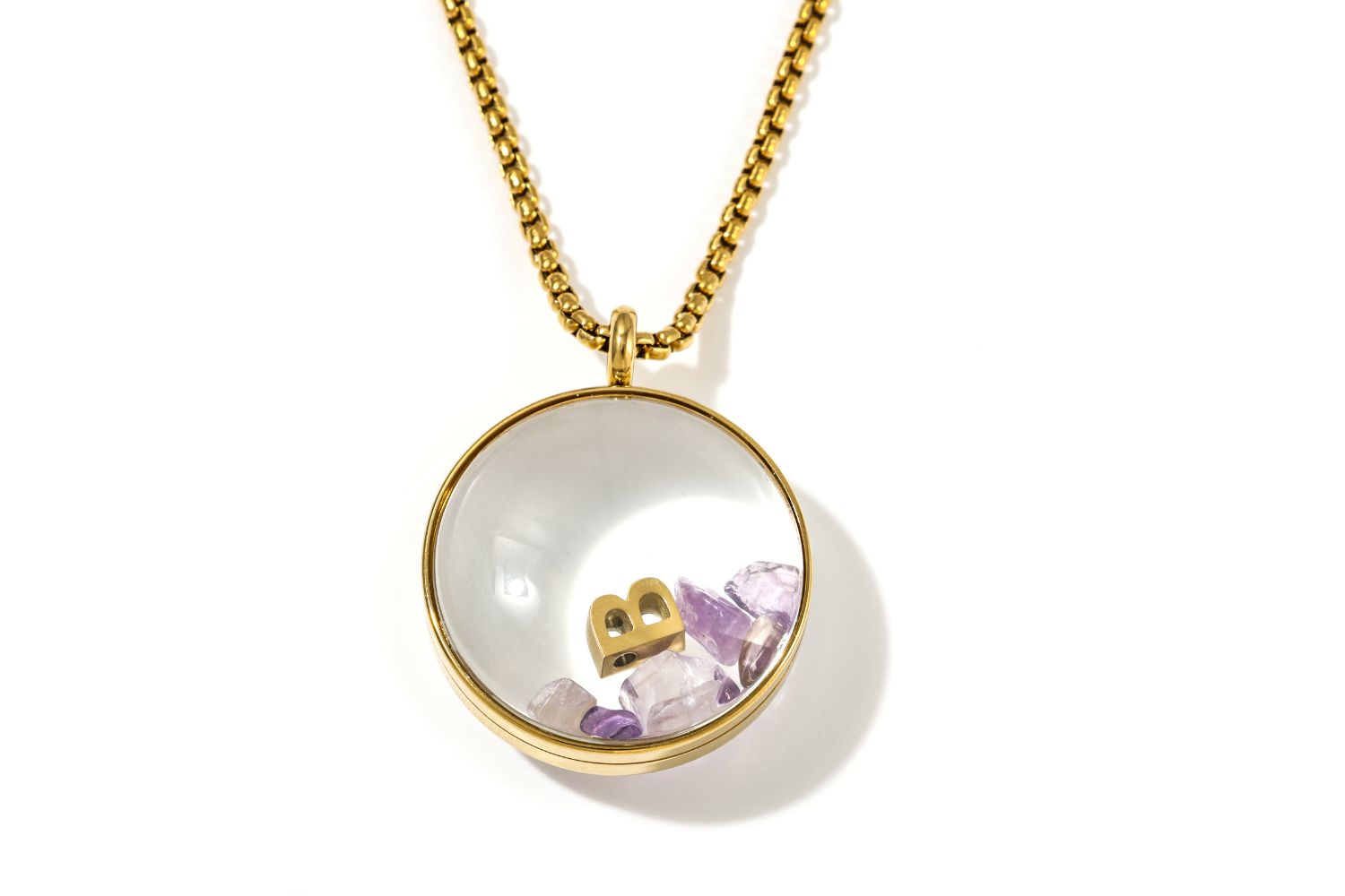 Leilani Gemstone Personalised Letter Locket Gold Necklace