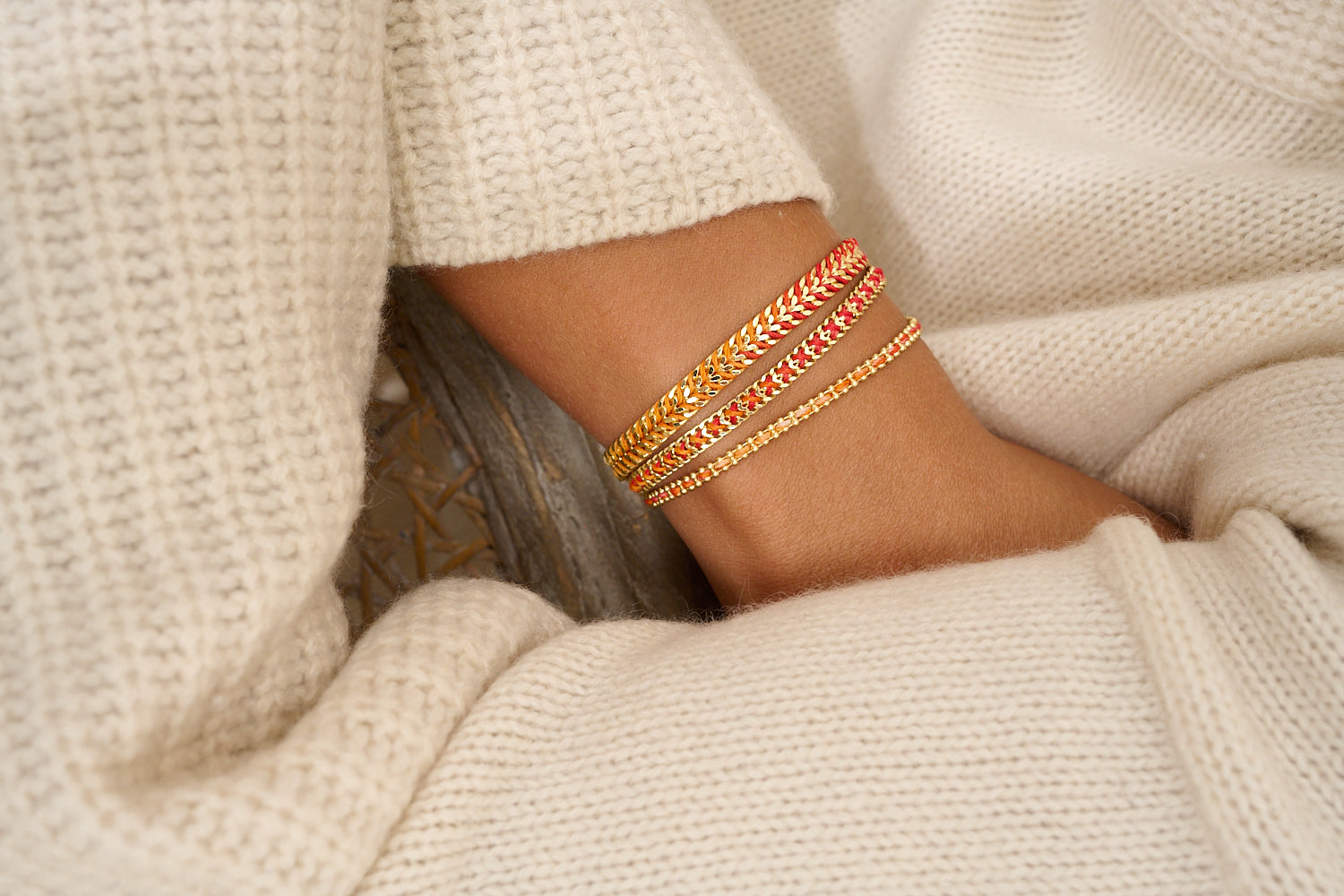Lilia Golden Sunset Ombre Braided Bracelet styled on wrist