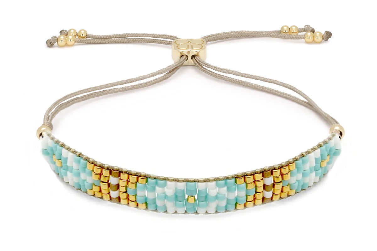 Matira Aqua Beaded Friendship Bracelet - waterproof PVD