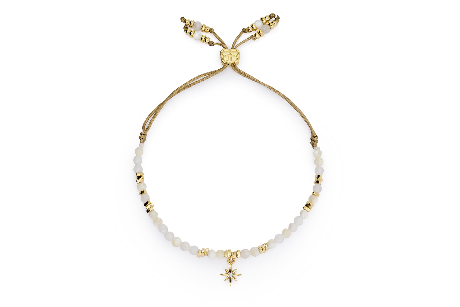Una Gold & Rainbow Moonstone Mix Gemstone Bracelet on white background