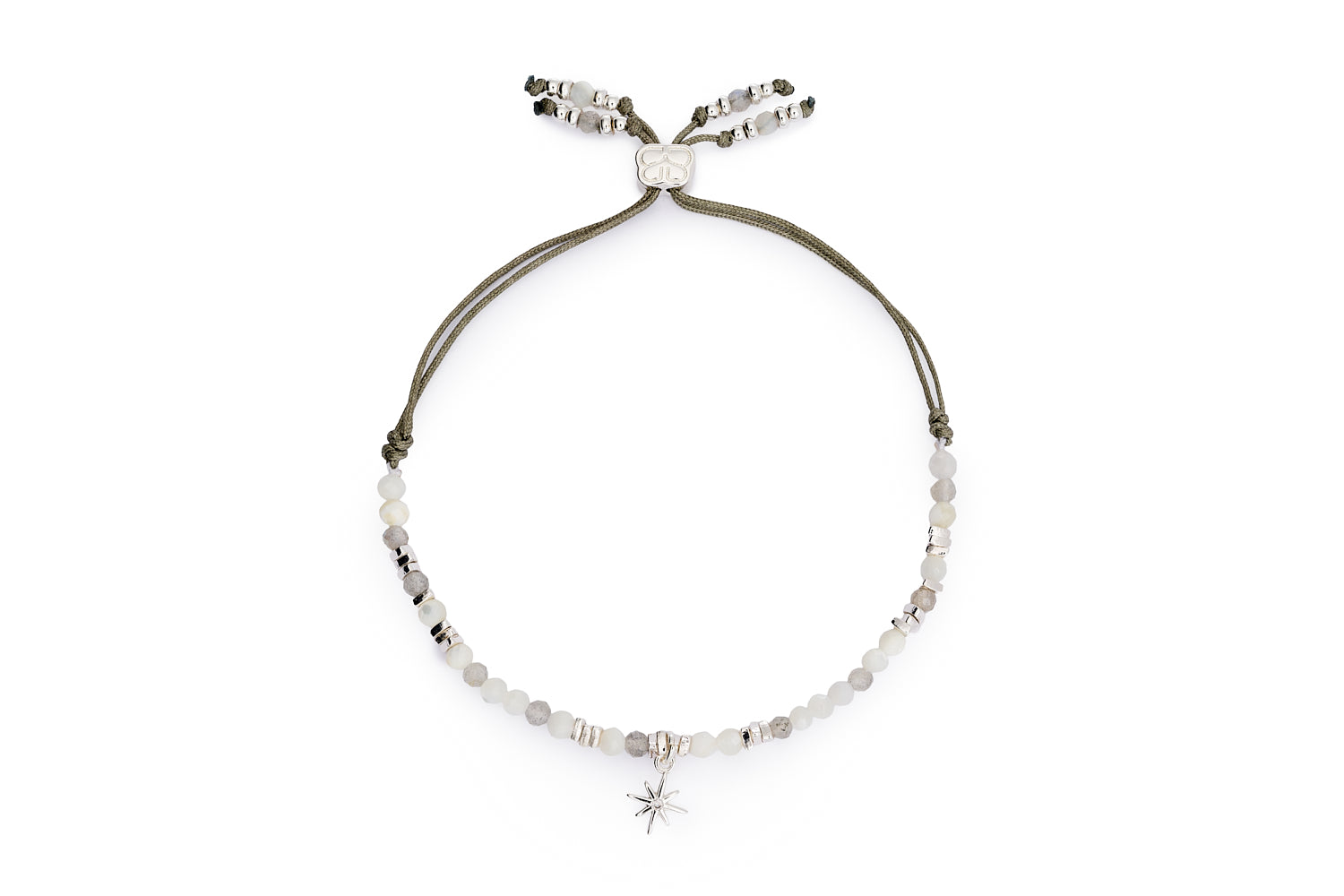 Una Silver & Rainbow Moonstone Mix Gemstone Bracelet on white background