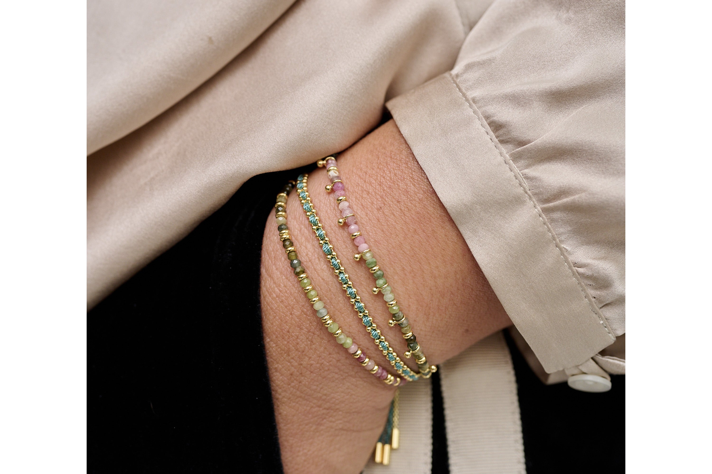 Mystical Tourmaline Silver Gemstone Bracelet