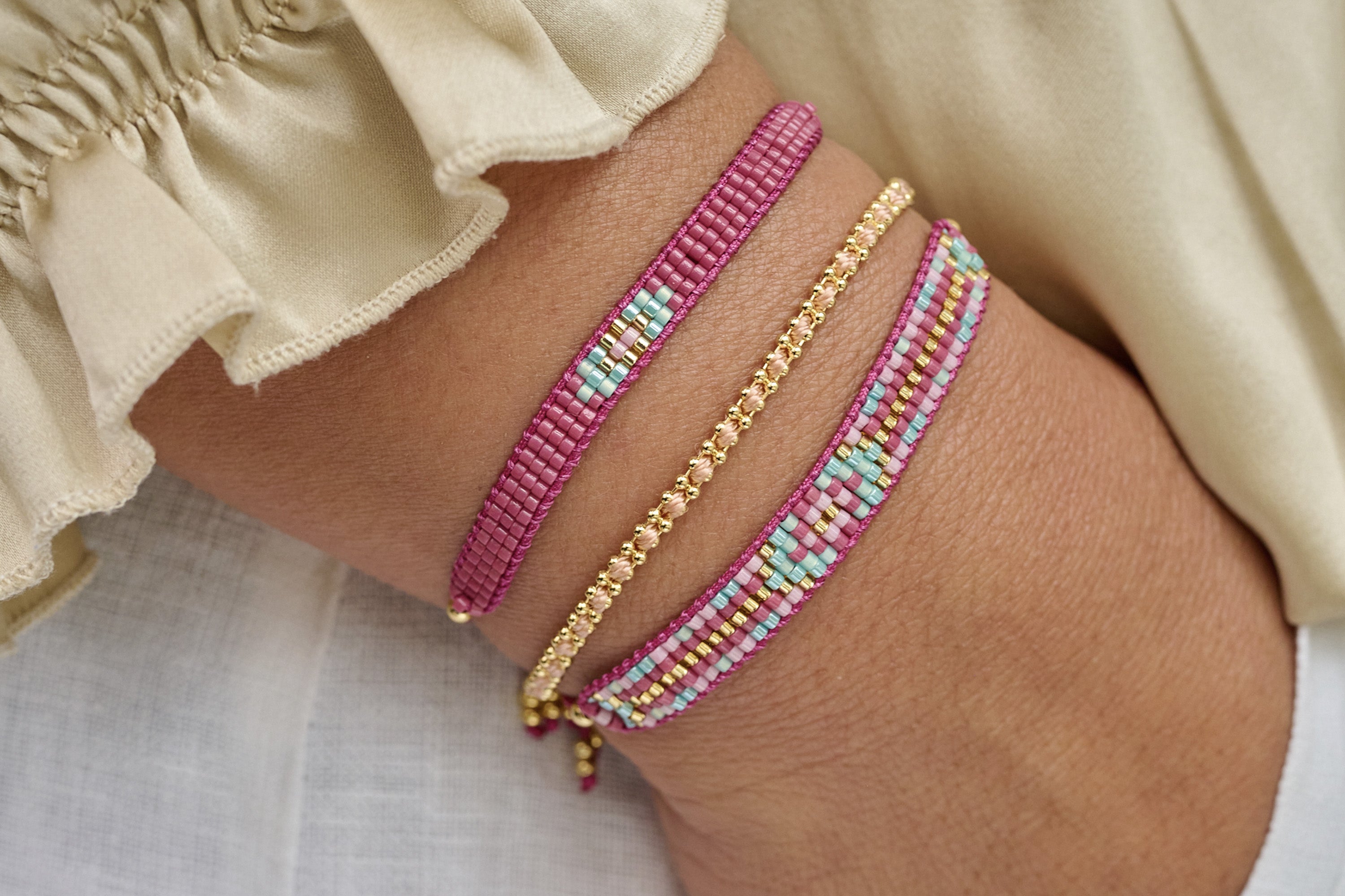 Fantasy Pink Friendship Beaded Bracelet