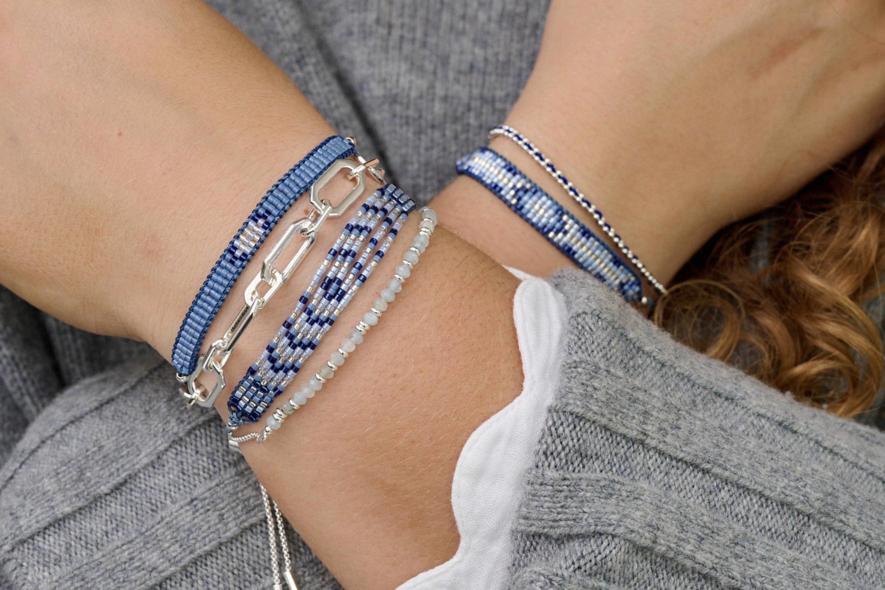 Braid Navy Blue & Silver Bracelet