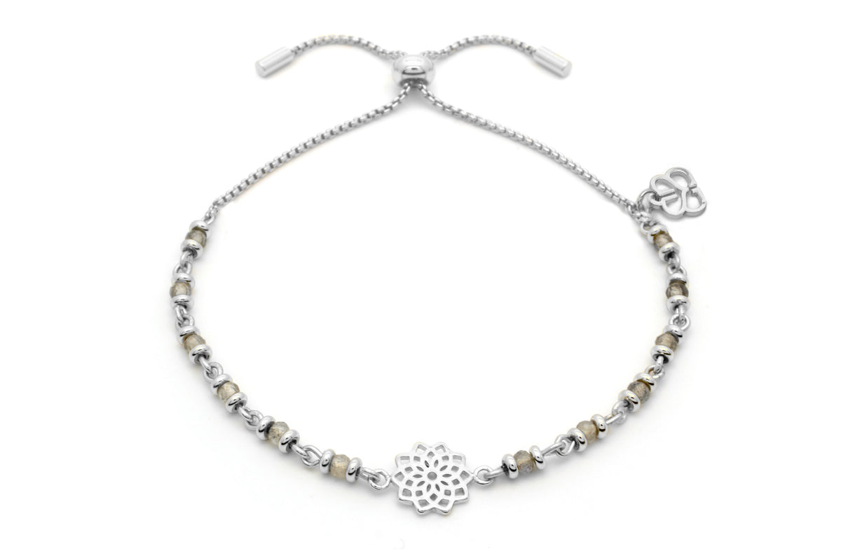 Crown Chakra Gemstone Silver Bracelet