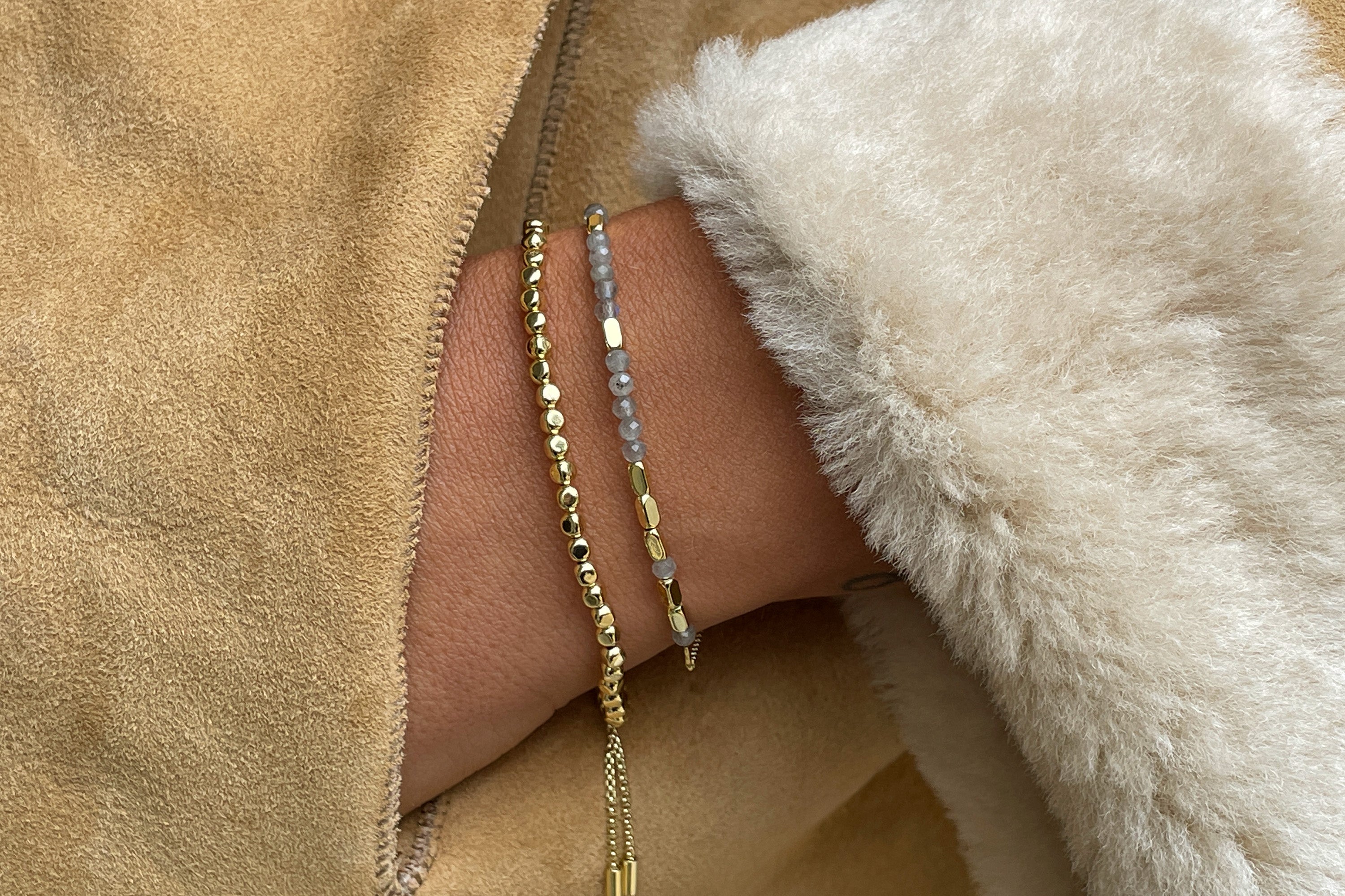 Calming Smokey Quartz or Amethyst Gold Bracelet