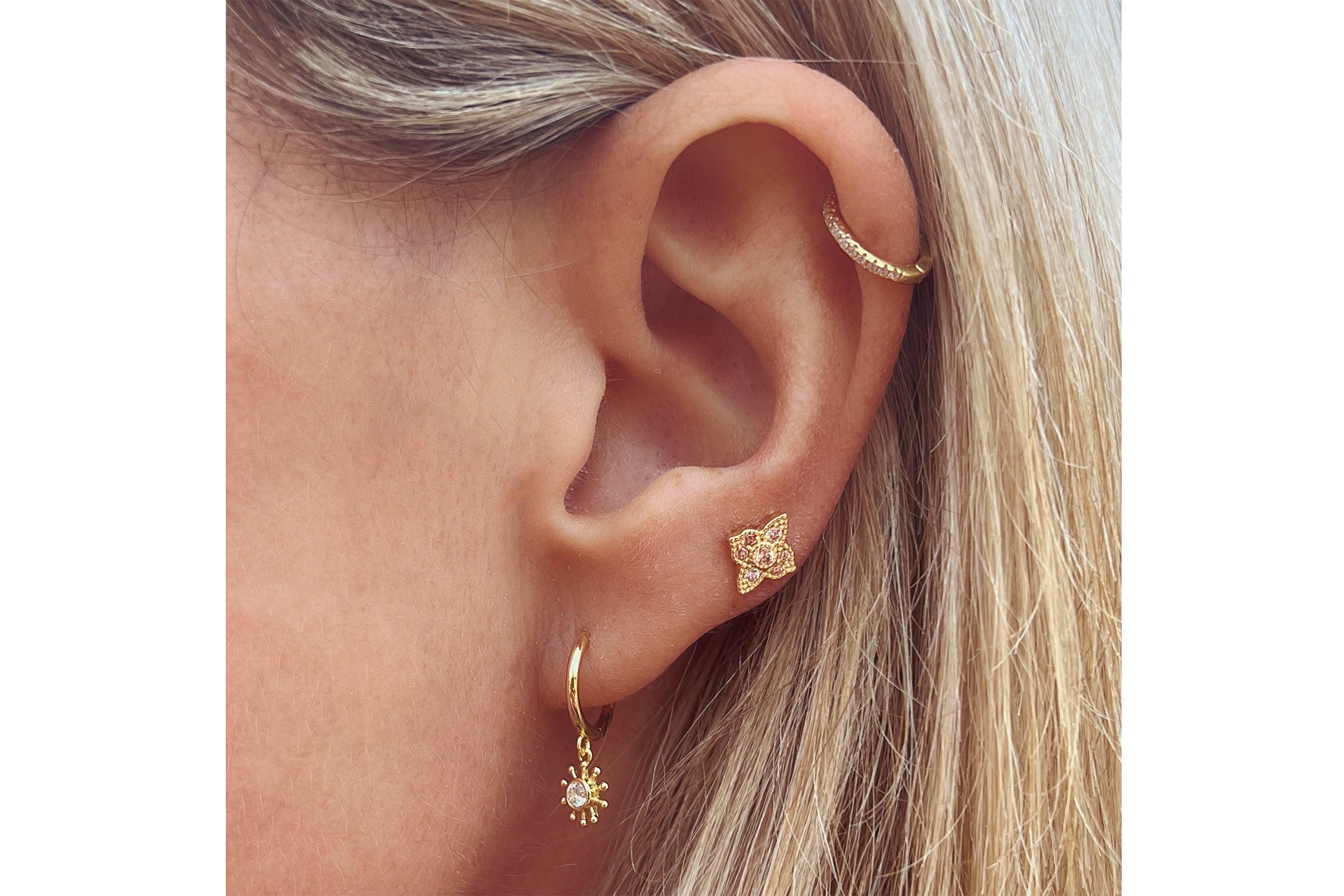 Takia Filigree Lavender CZ Silver Stud Earrings