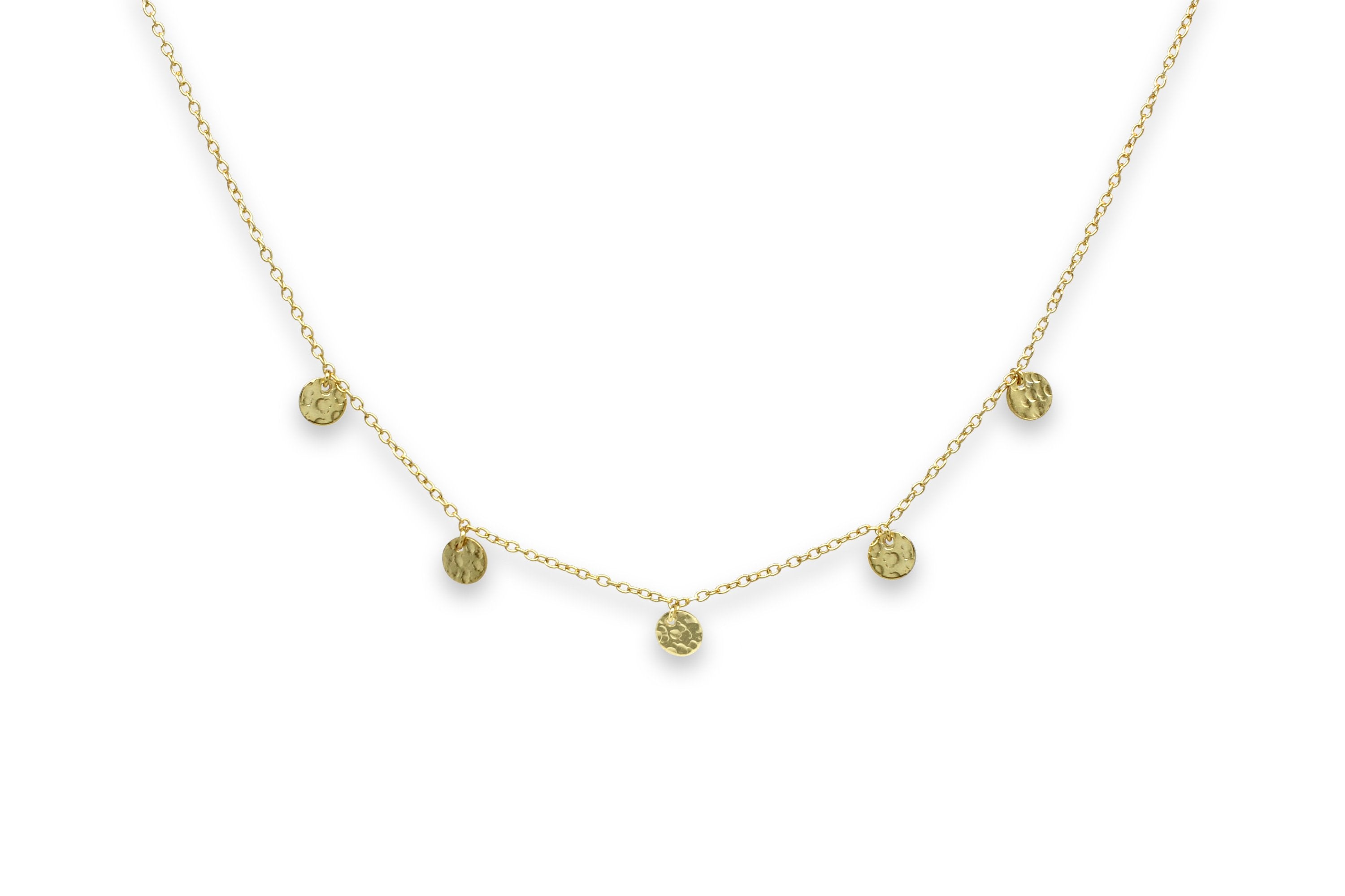 Sauterns Gold Battered Disc Necklace