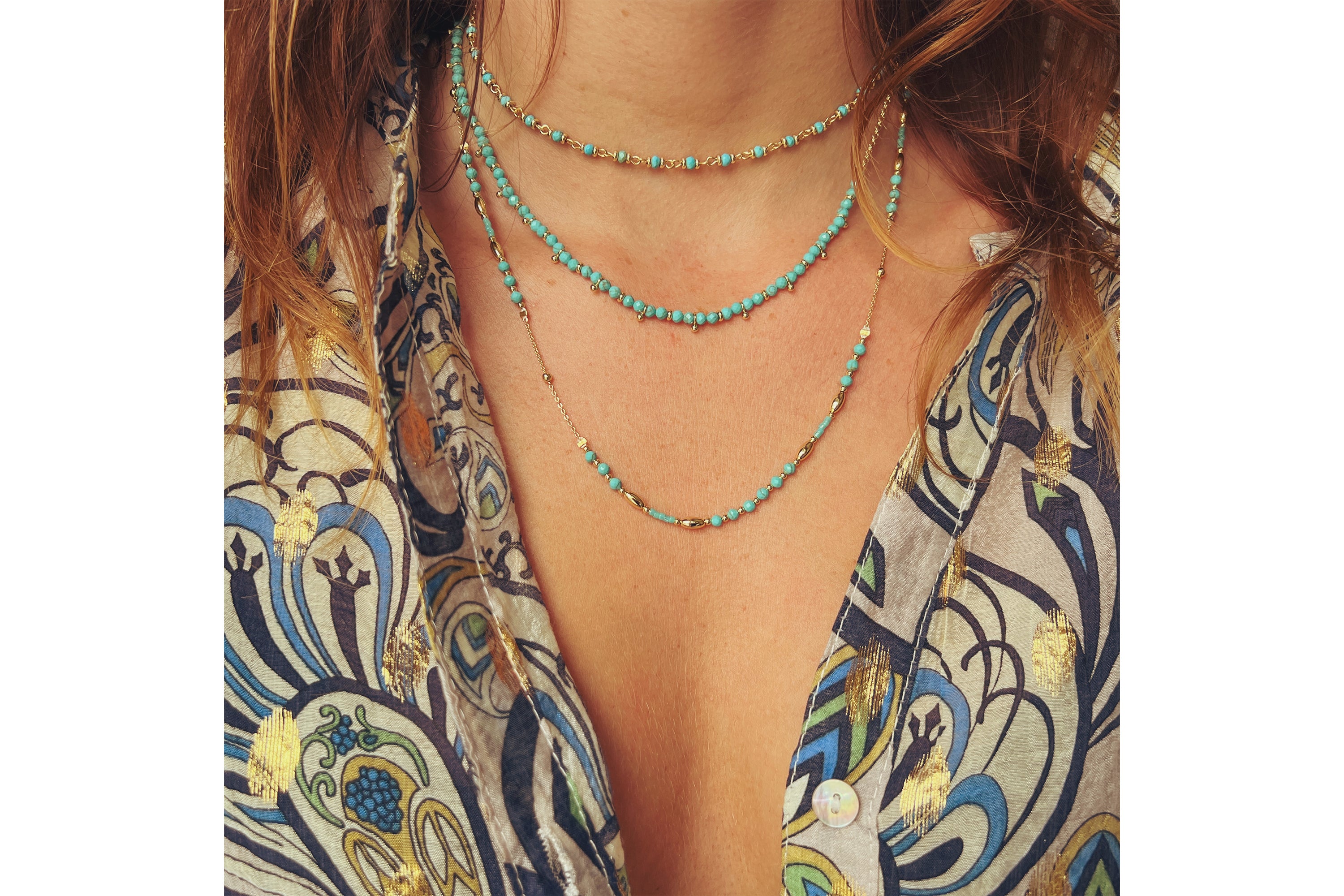 Panacea Turquoise Gold Gemstone Necklace