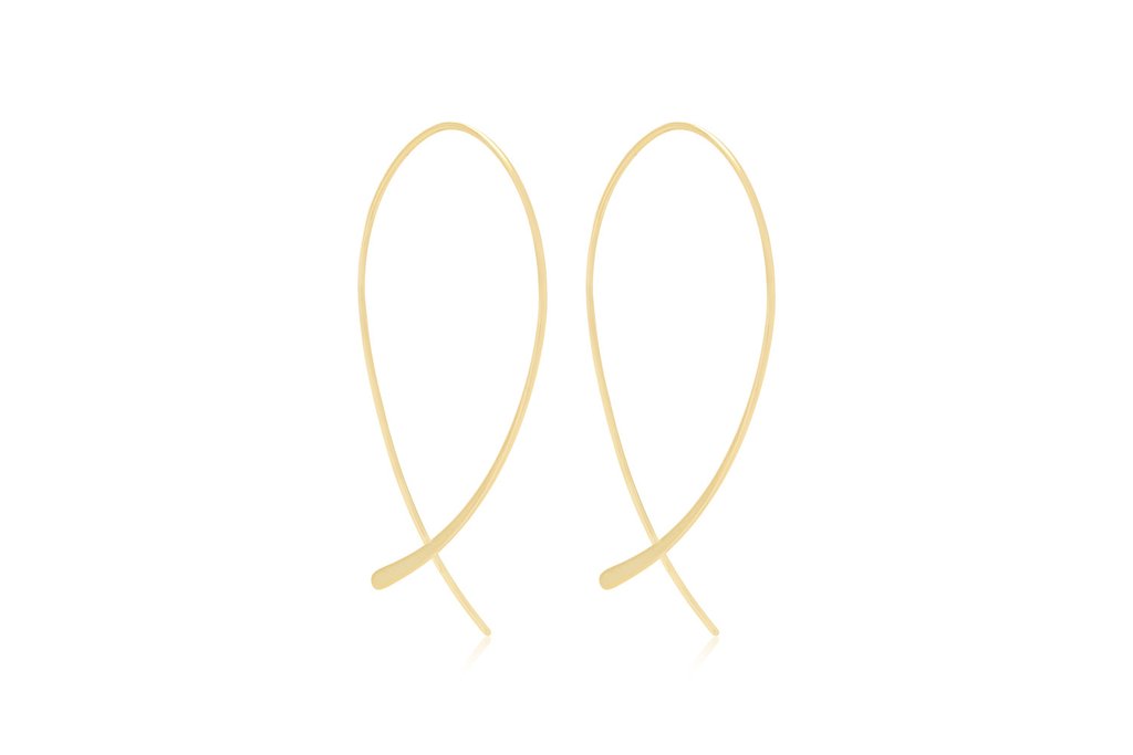 Dion Gold Thread Through Earrings with Gold Curved Bar