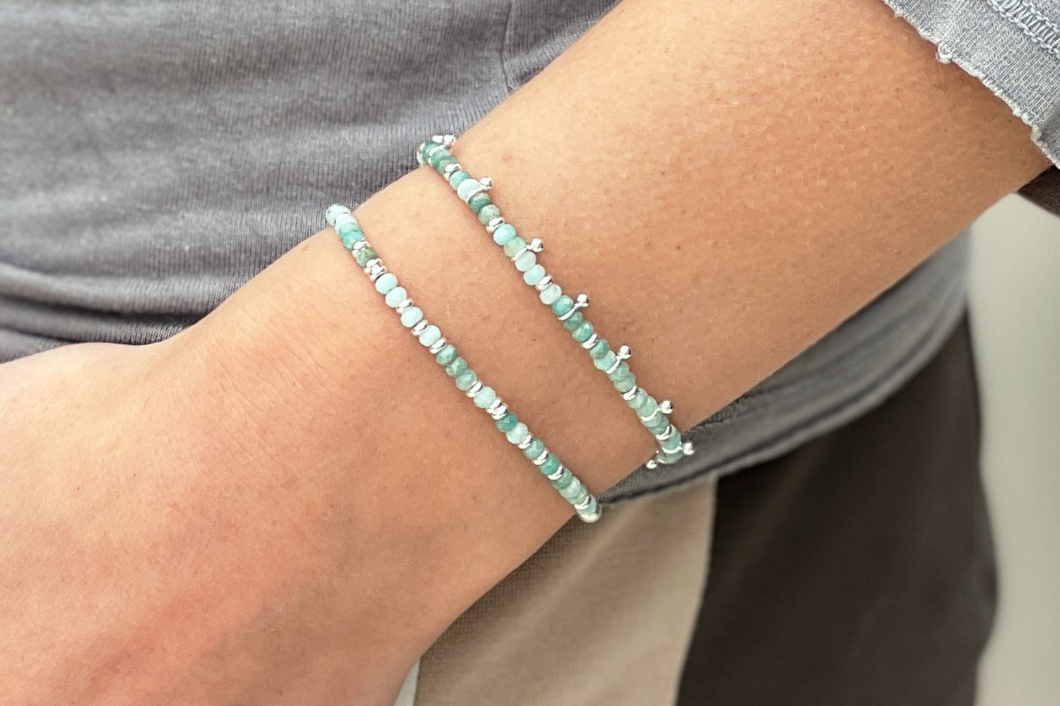 Serenity Amazonite Gold Bracelet Stack