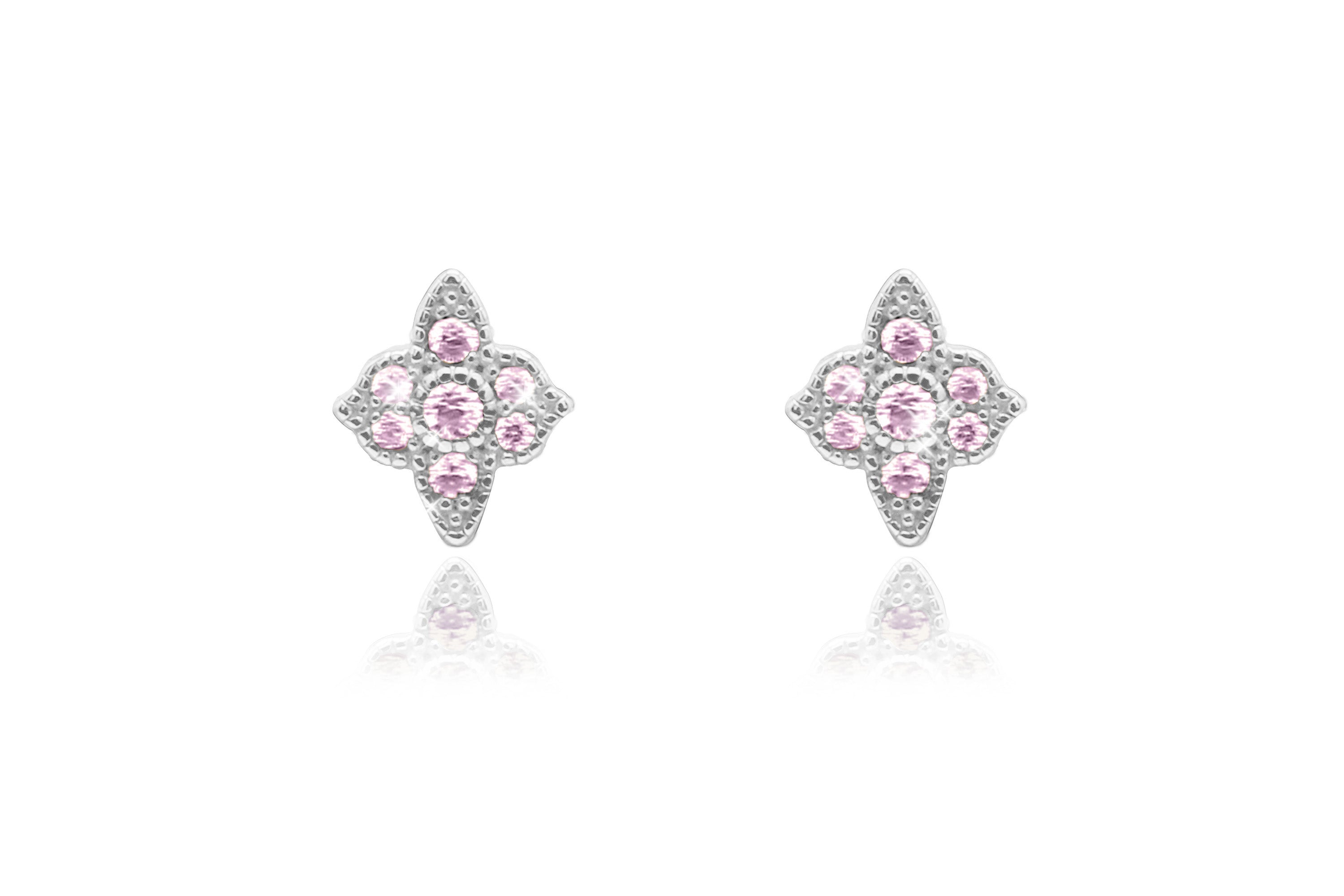 Takia Filigree Lavender CZ Silver Stud Earrings