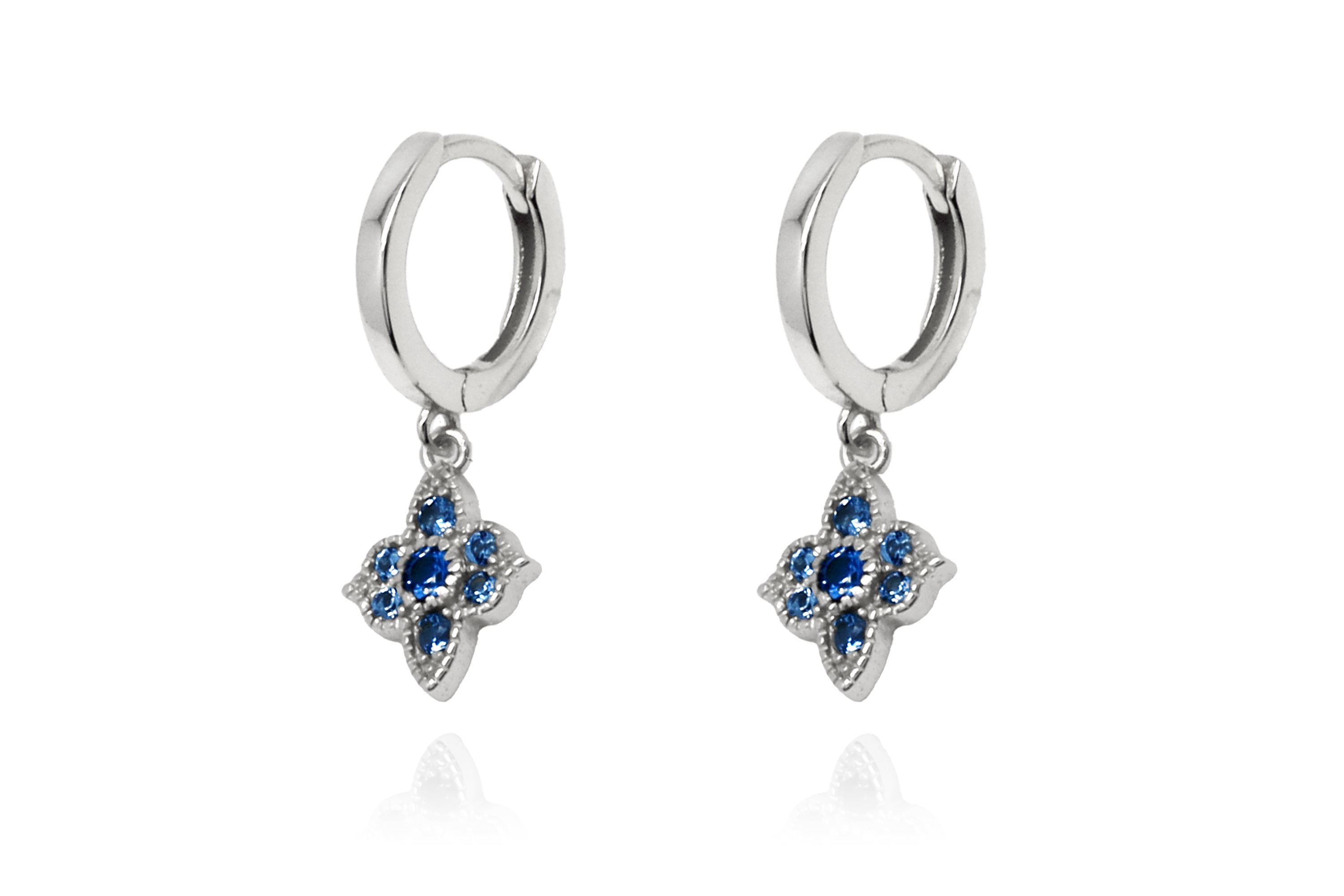 Theron Sky Blue CZ Silver Hoop Earrings