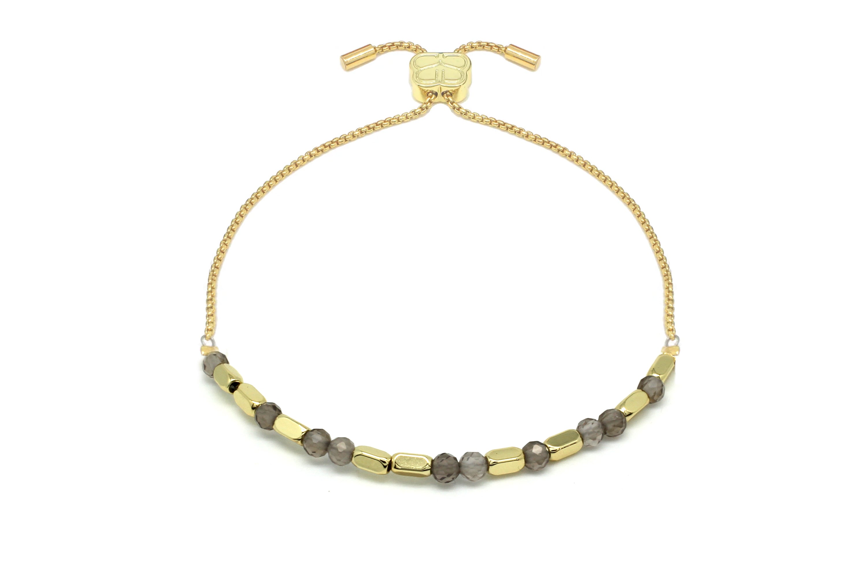 Calming Smokey Quartz or Amethyst Gold Bracelet