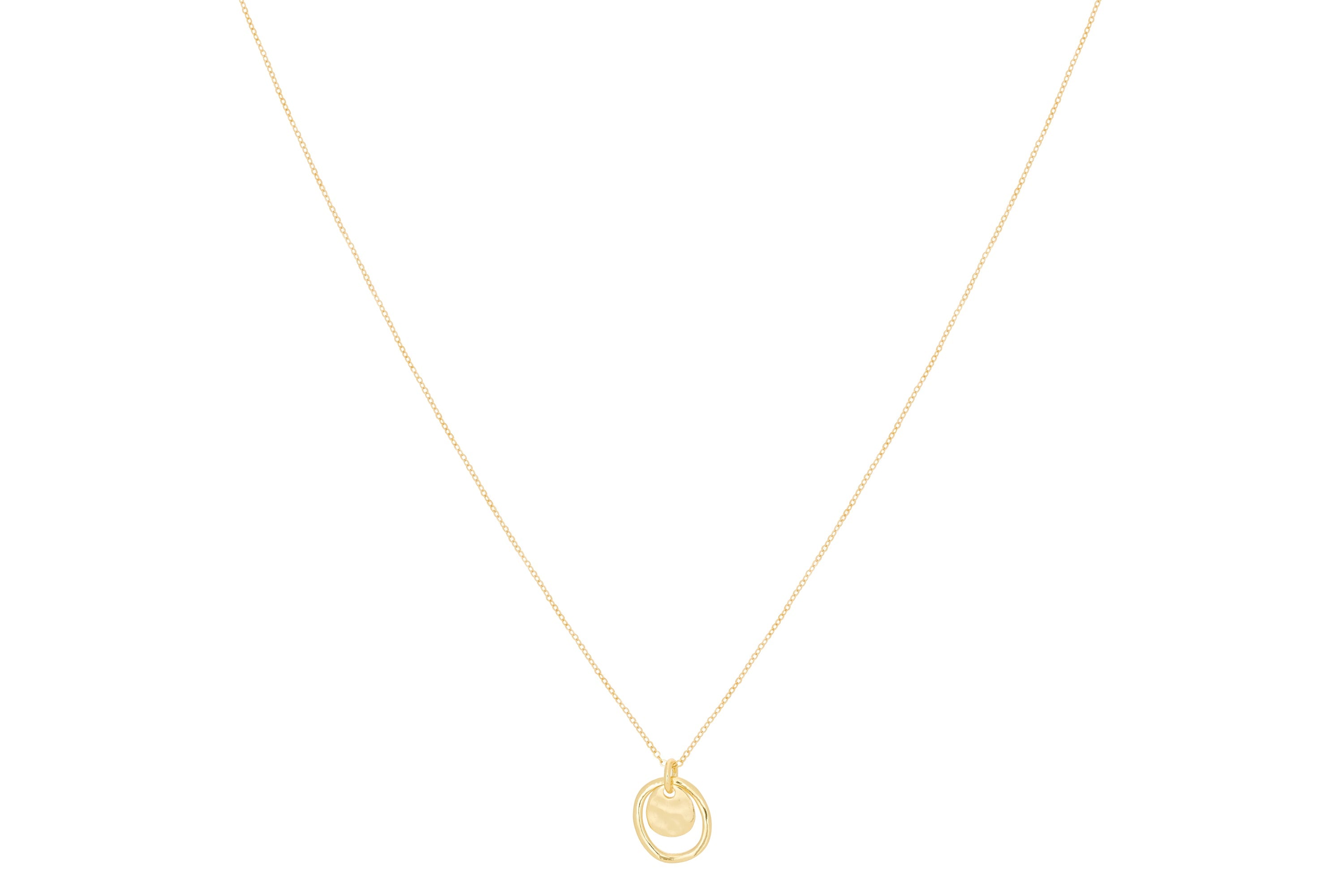 Aperol Gold Battered Disc Necklace