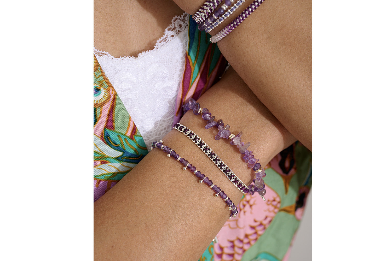Seychelles Amethyst & Silver Stacking Bracelet