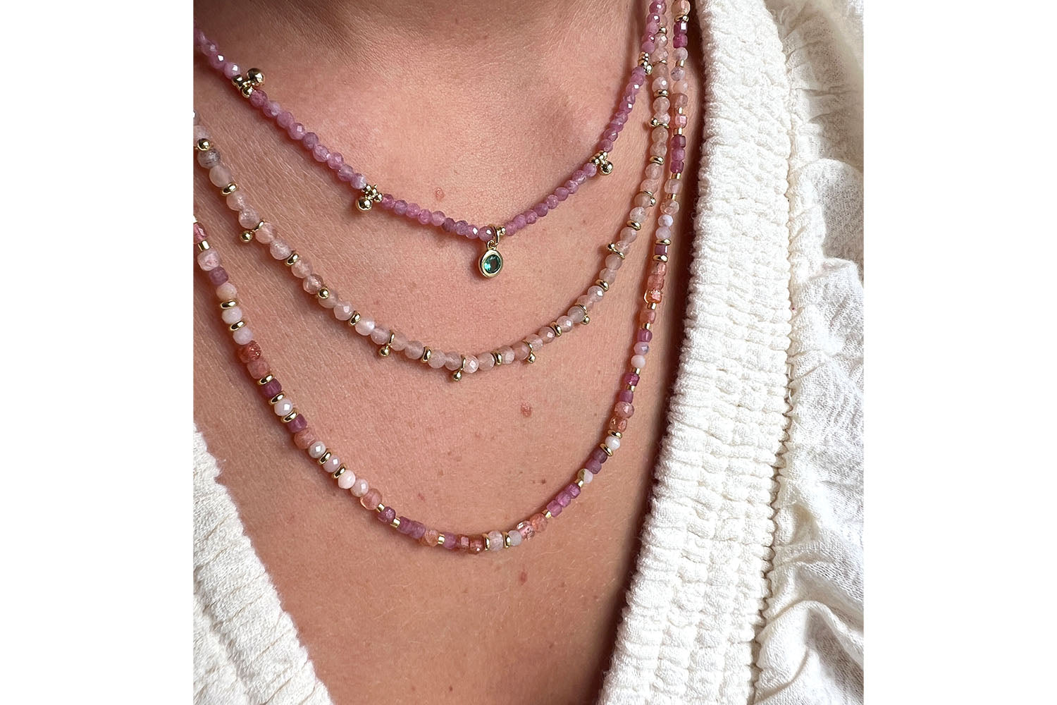 Layer up delicious pink palettes with the Pink Tourmaline Allegra.