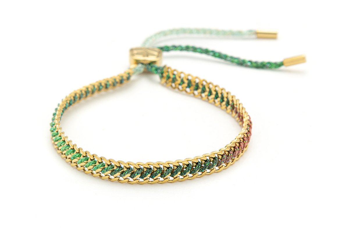 Athena Green Earth Braided Gold Bracelet SS