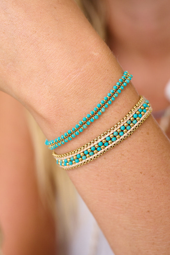 Isla Turquoise Gold Braided Bracelet