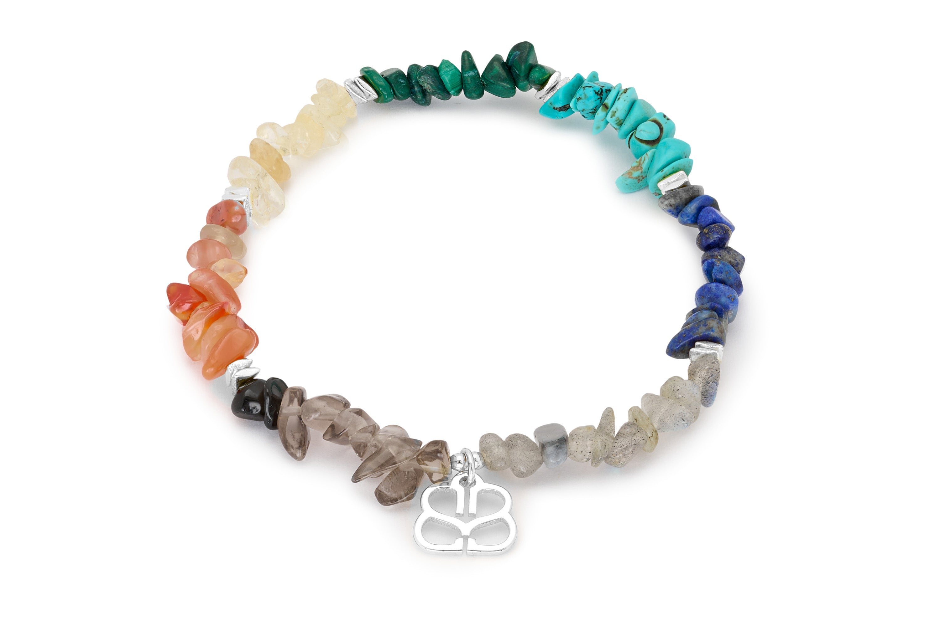 Sana Silver Rough Cut Chakra Gemstone Stretch Bracelet