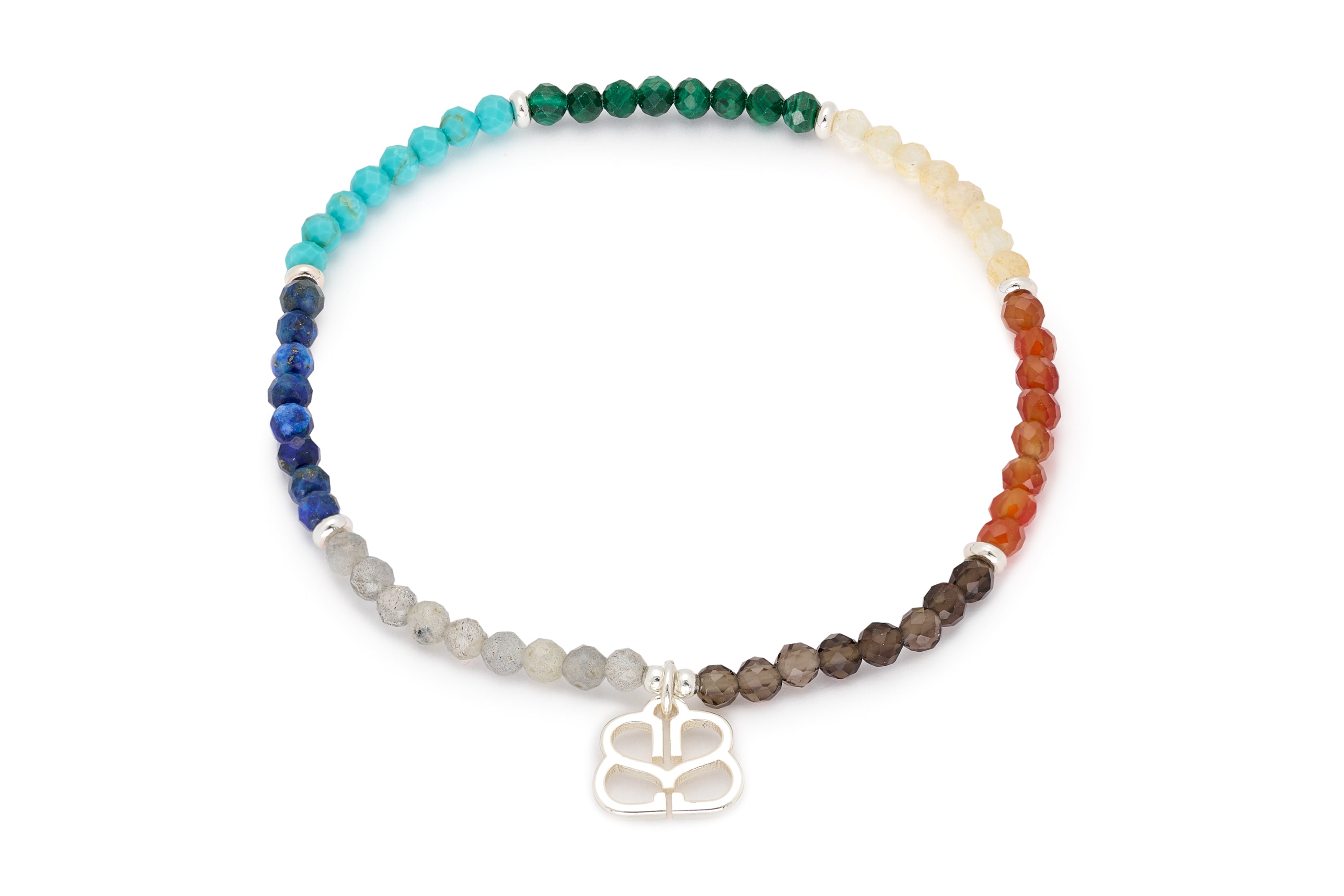 Entire Gemstone Stretch Silver Bracelet