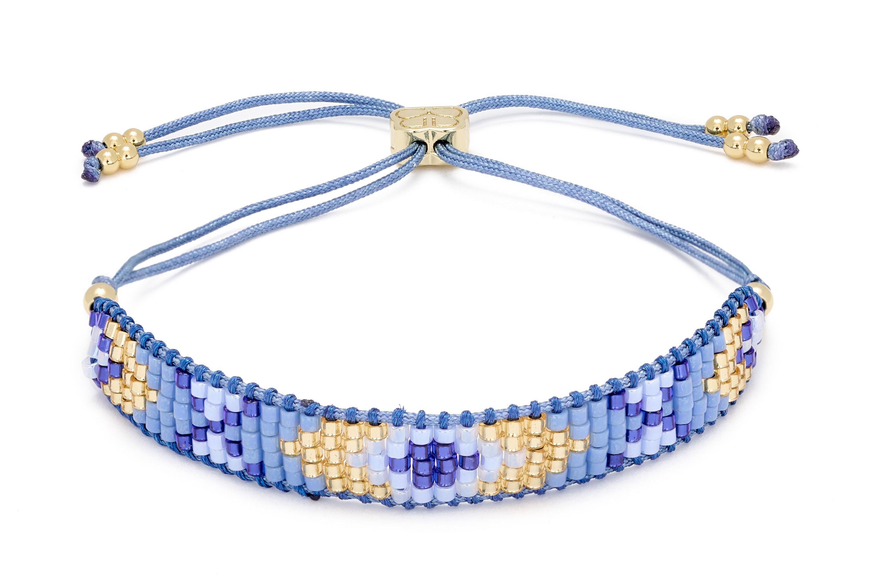 Magic Blue Friendship Beaded Gold Bracelet