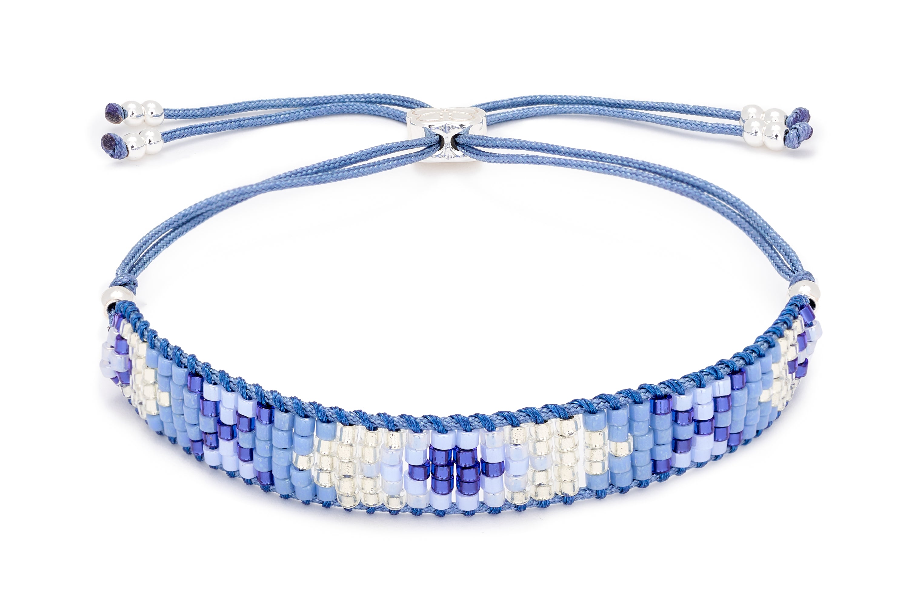 Magic Blue Friendship Beaded Silver Bracelet