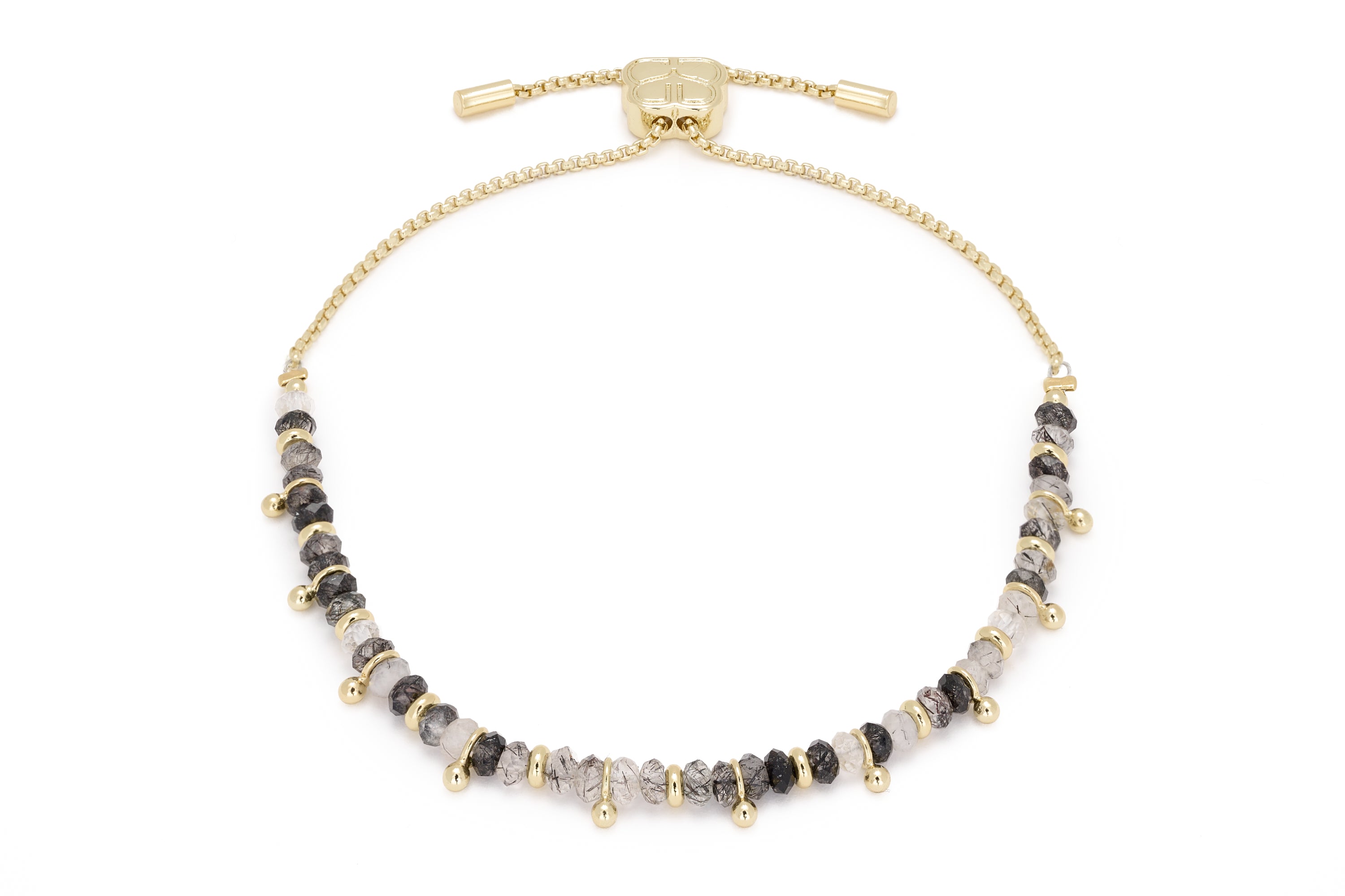 Keramas Black Rutilated Quartz Gold Bracelet Stack