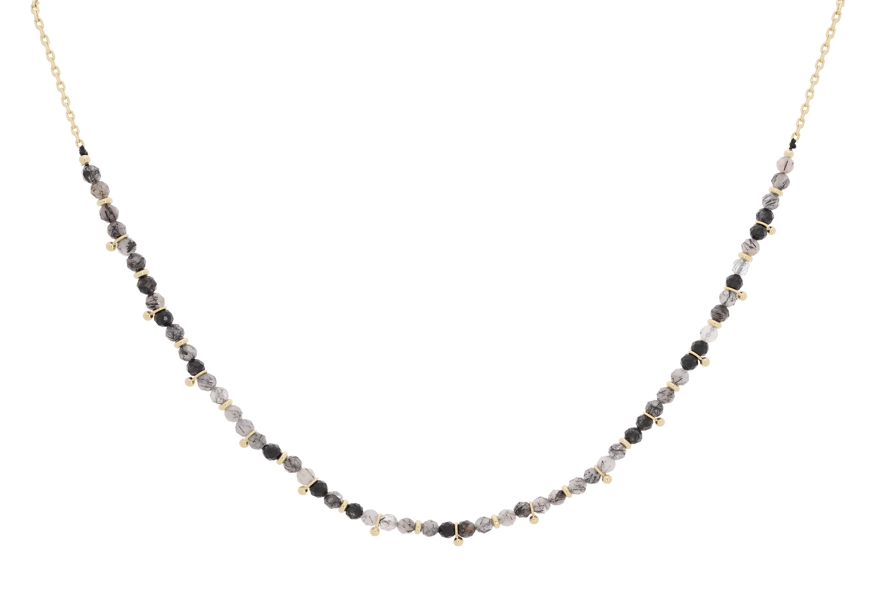 Salus Black Rutilite Gemstone Gold Necklace